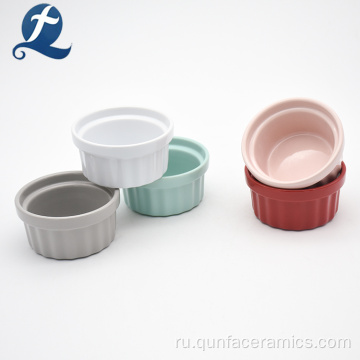 Оптовая смешанный цвет керамический торт Ramekin